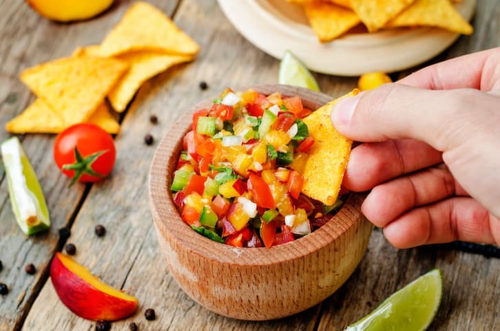 peach salsa recipe, peach and avocado salsa, peach salsa, peach nutrition facts