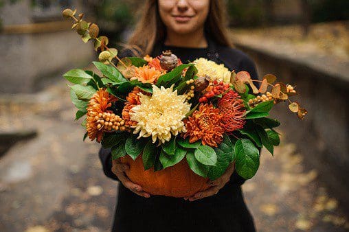 pumpkin flower pot, pumpkin decorations, pumpkin recycling